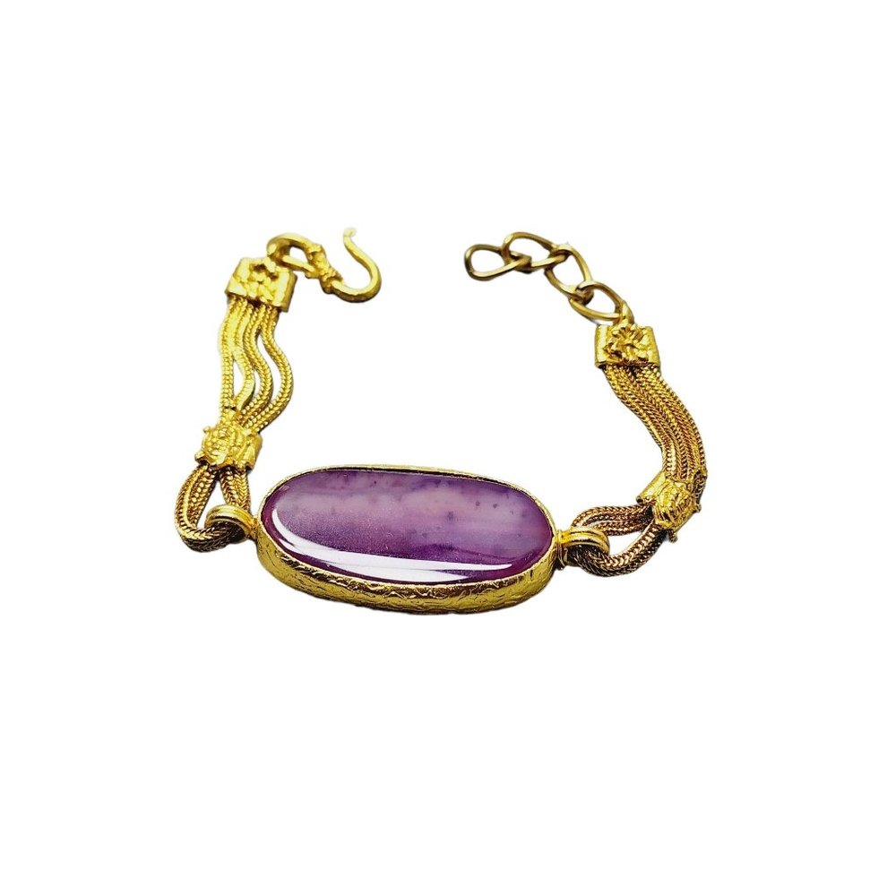 Vintage Spinal Faceted Bracelet With Turtles (A1438)